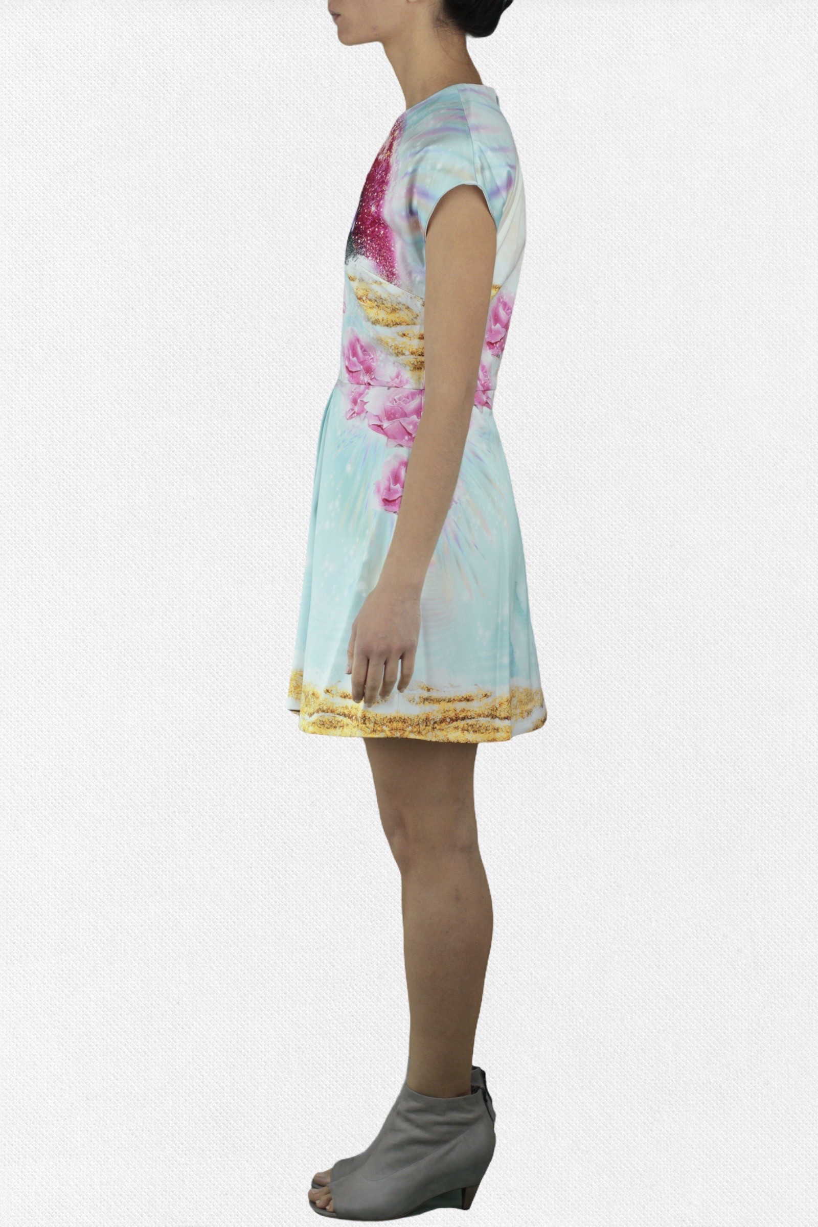  Short Dress Satin Printed Spacelips