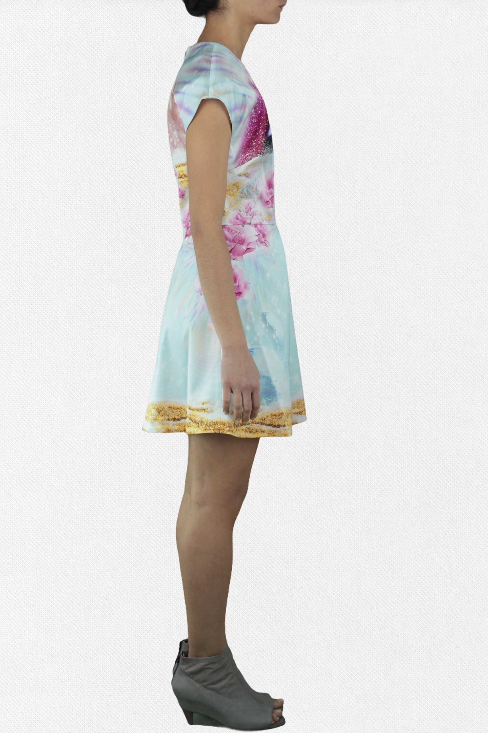  Short Dress Satin Printed Spacelips