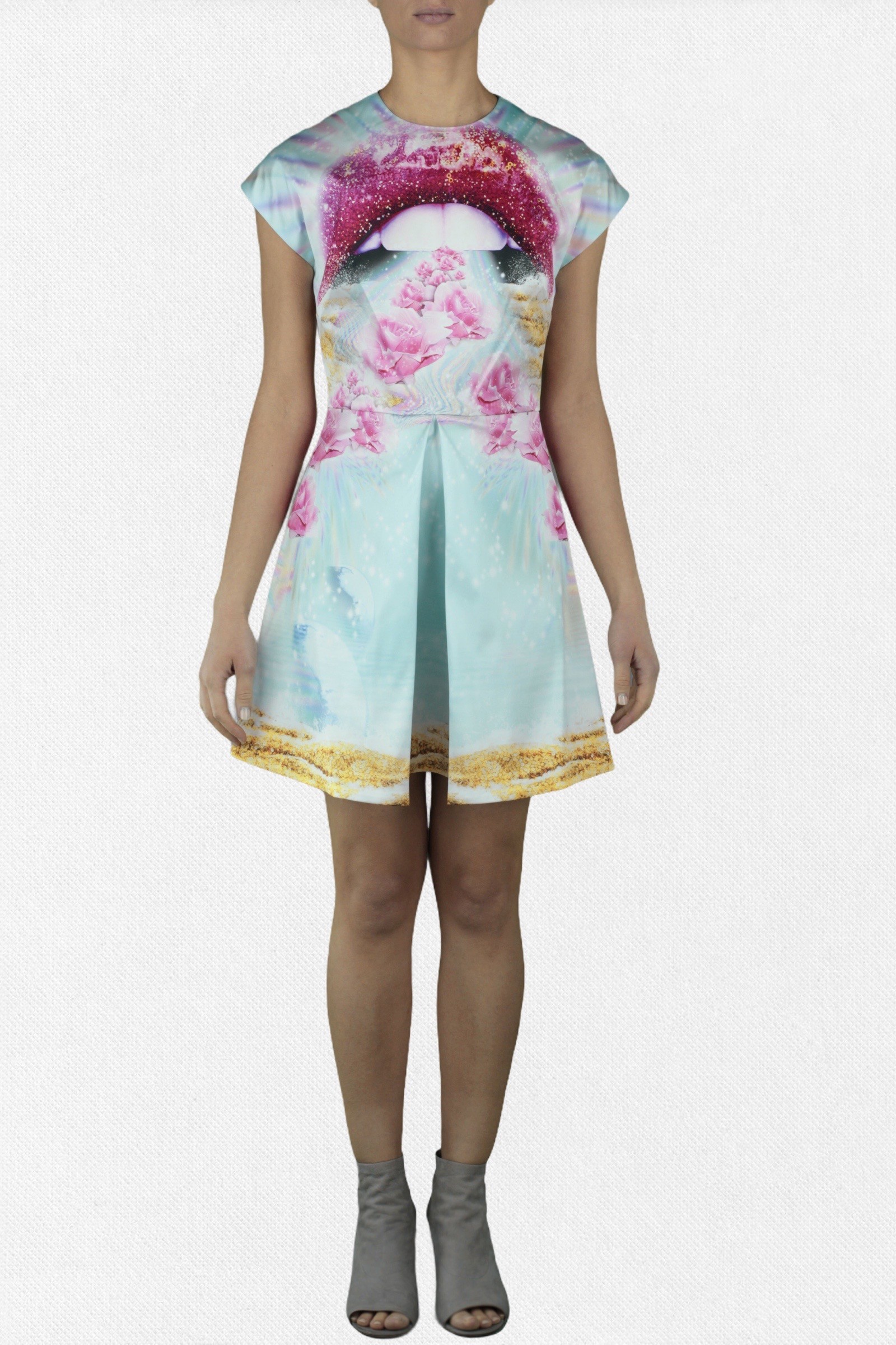  Short Dress Satin Printed Spacelips
