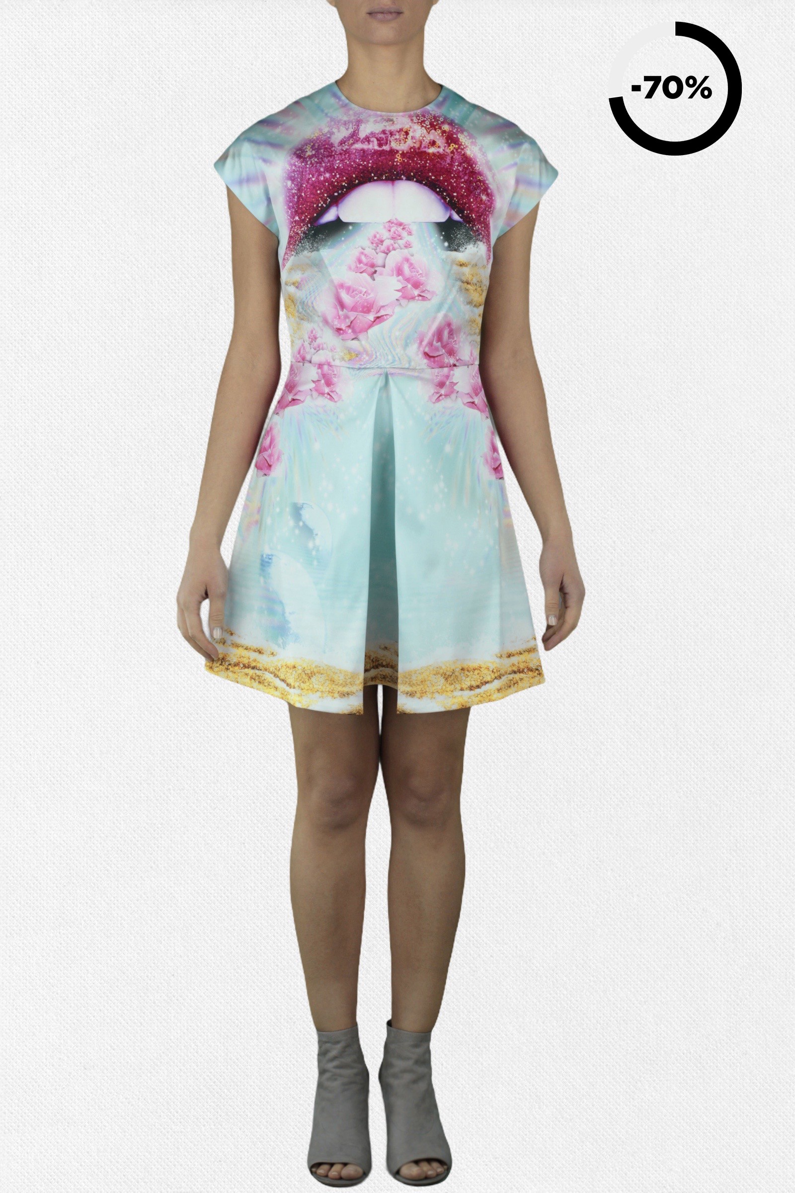  Short Dress Satin Printed Spacelips