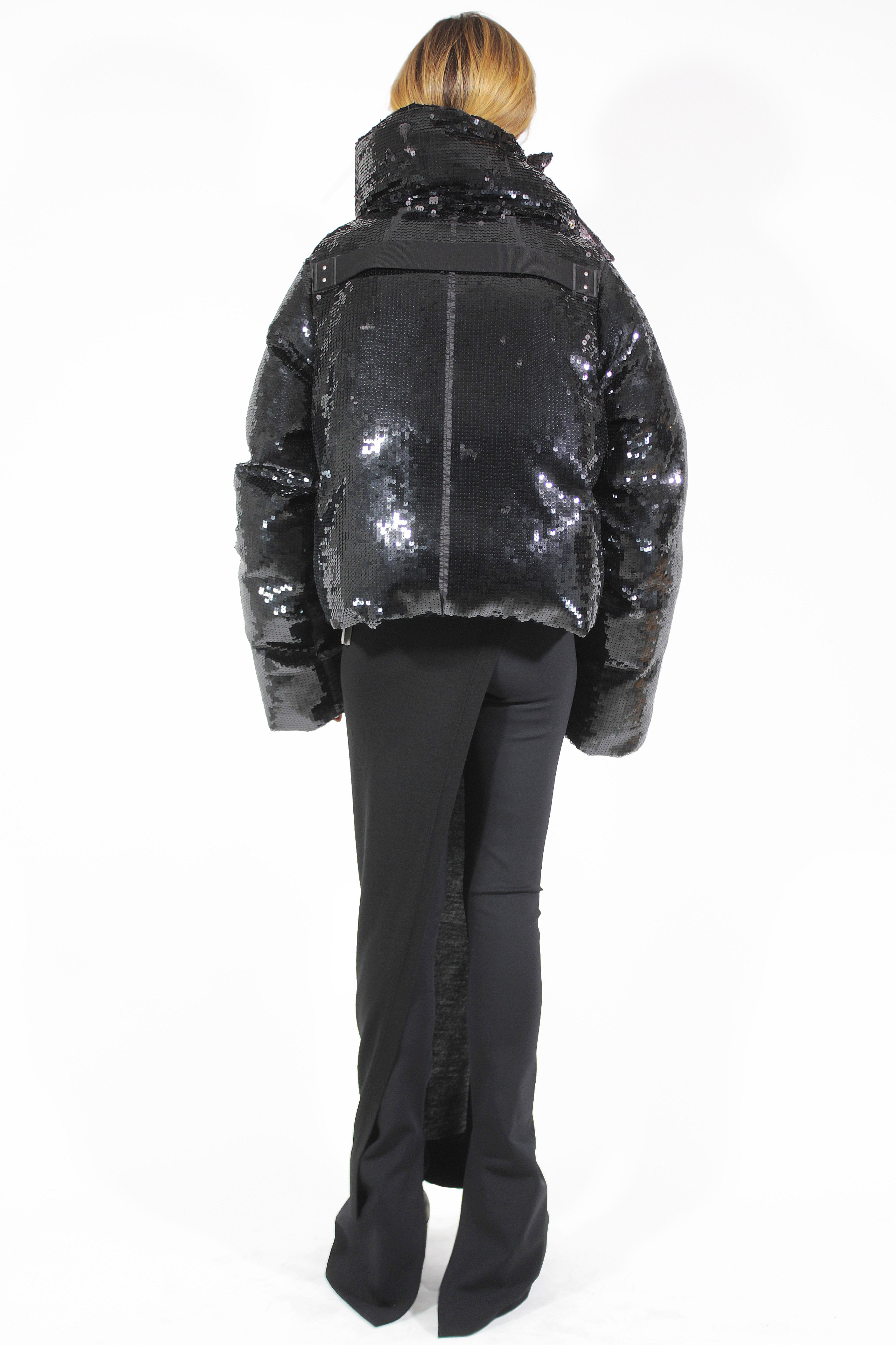 Rick Owens CAPOTTI IMPERMEABILI Funnel Neck Sequins Jacket