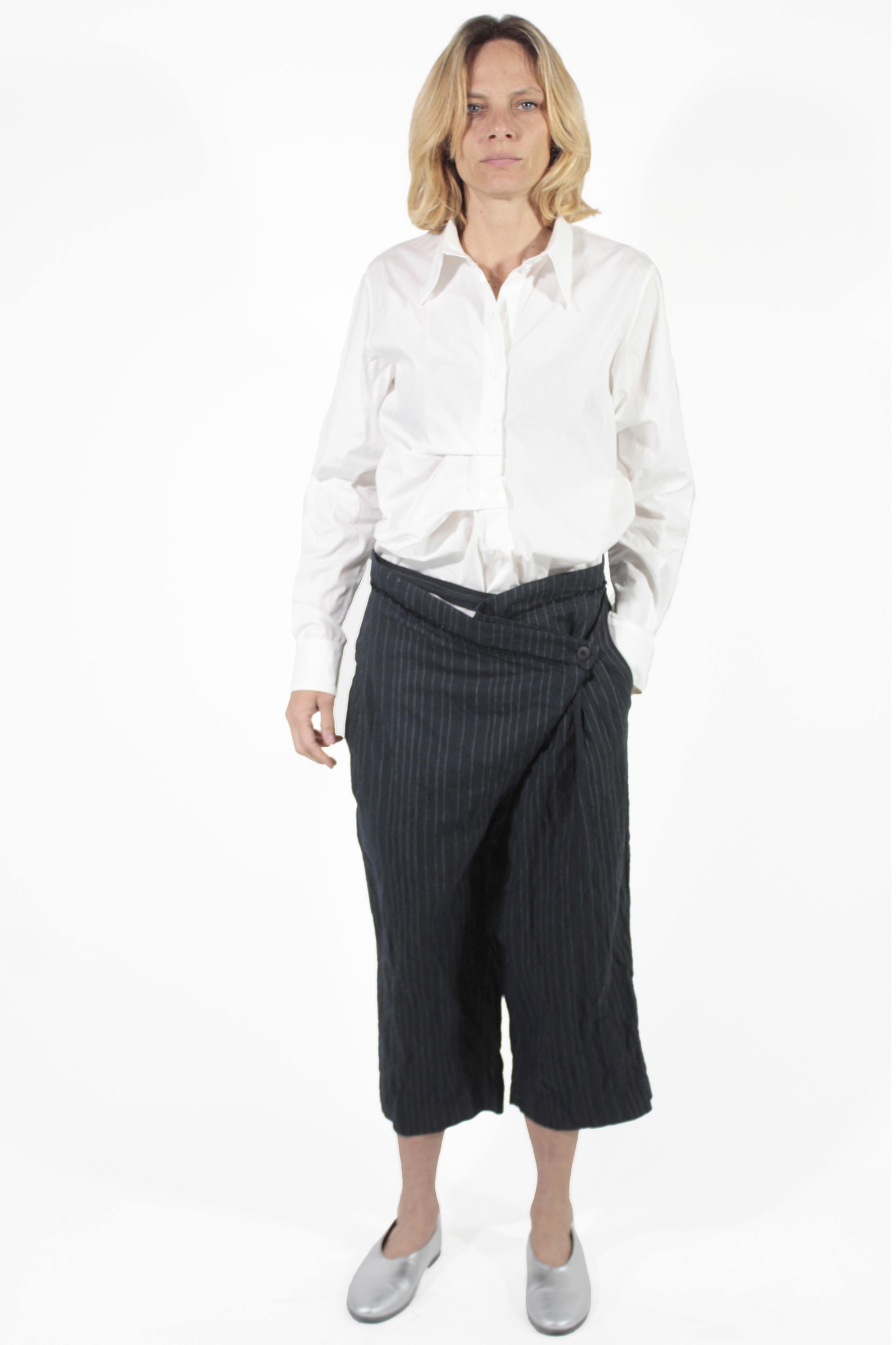 Marc Le Bihan HOSE Pantalon Court Rayé
