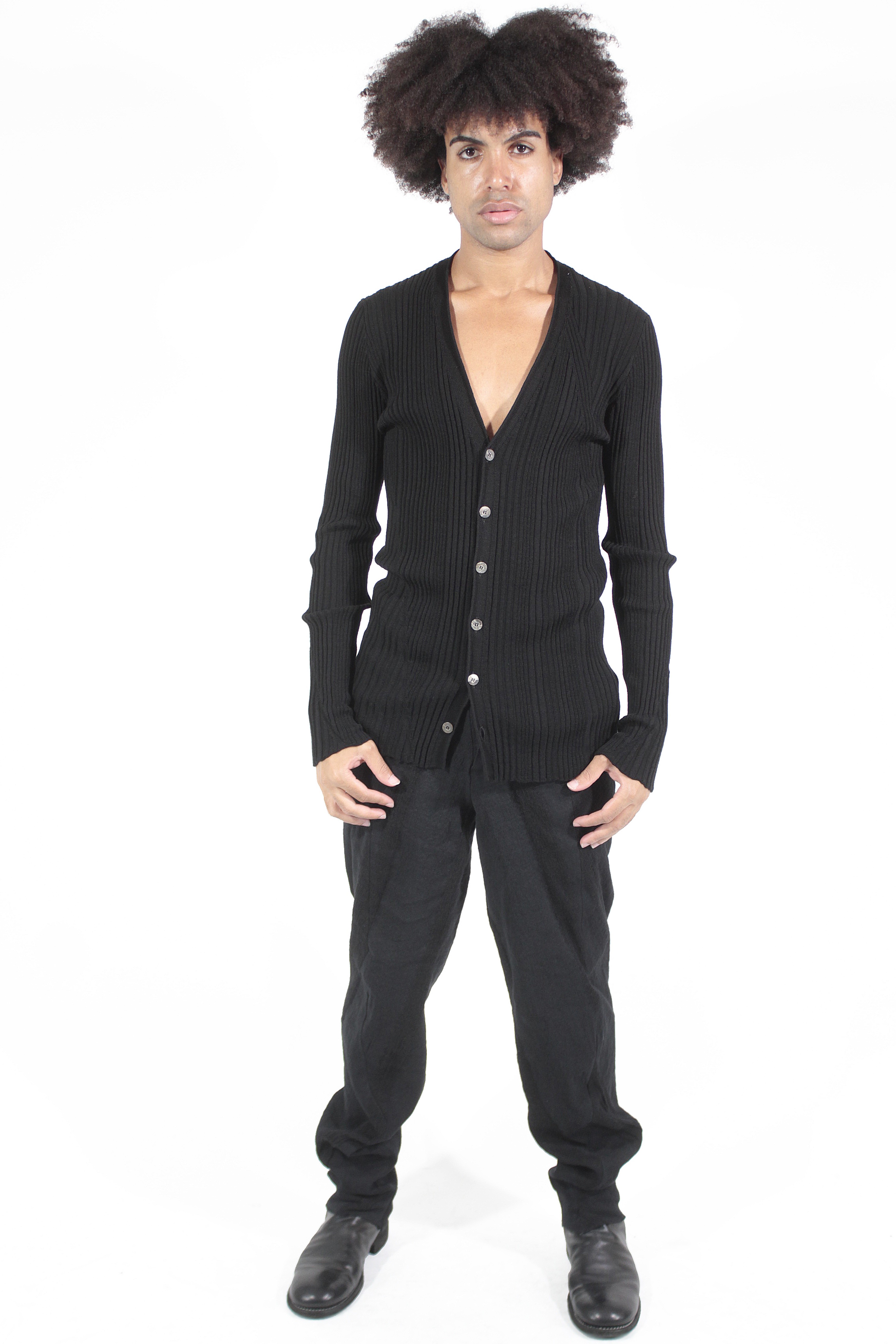 ISSEY FUJITA 开衫- Knitted Rib Cardigan