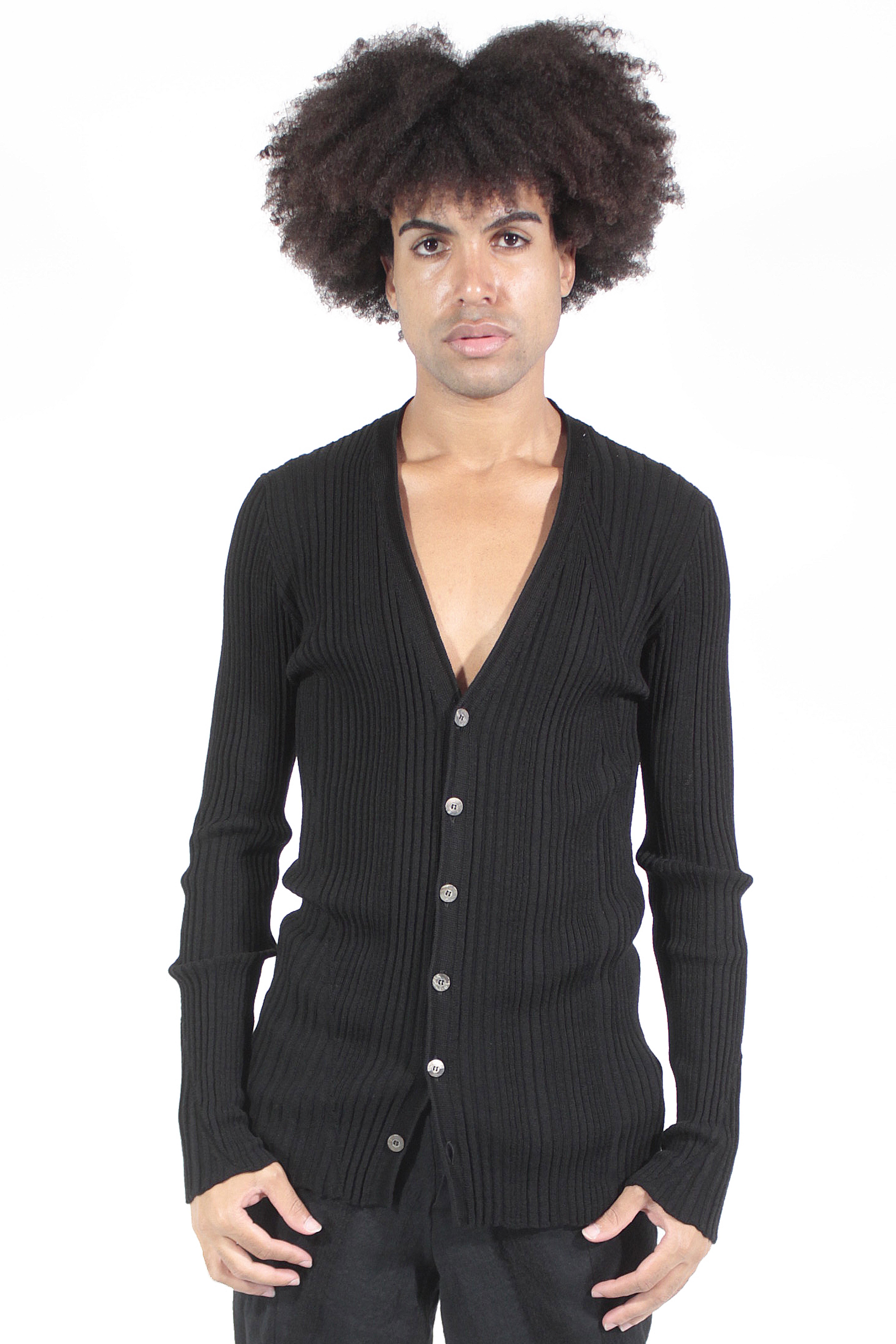 ISSEY FUJITA 开衫- Knitted Rib Cardigan