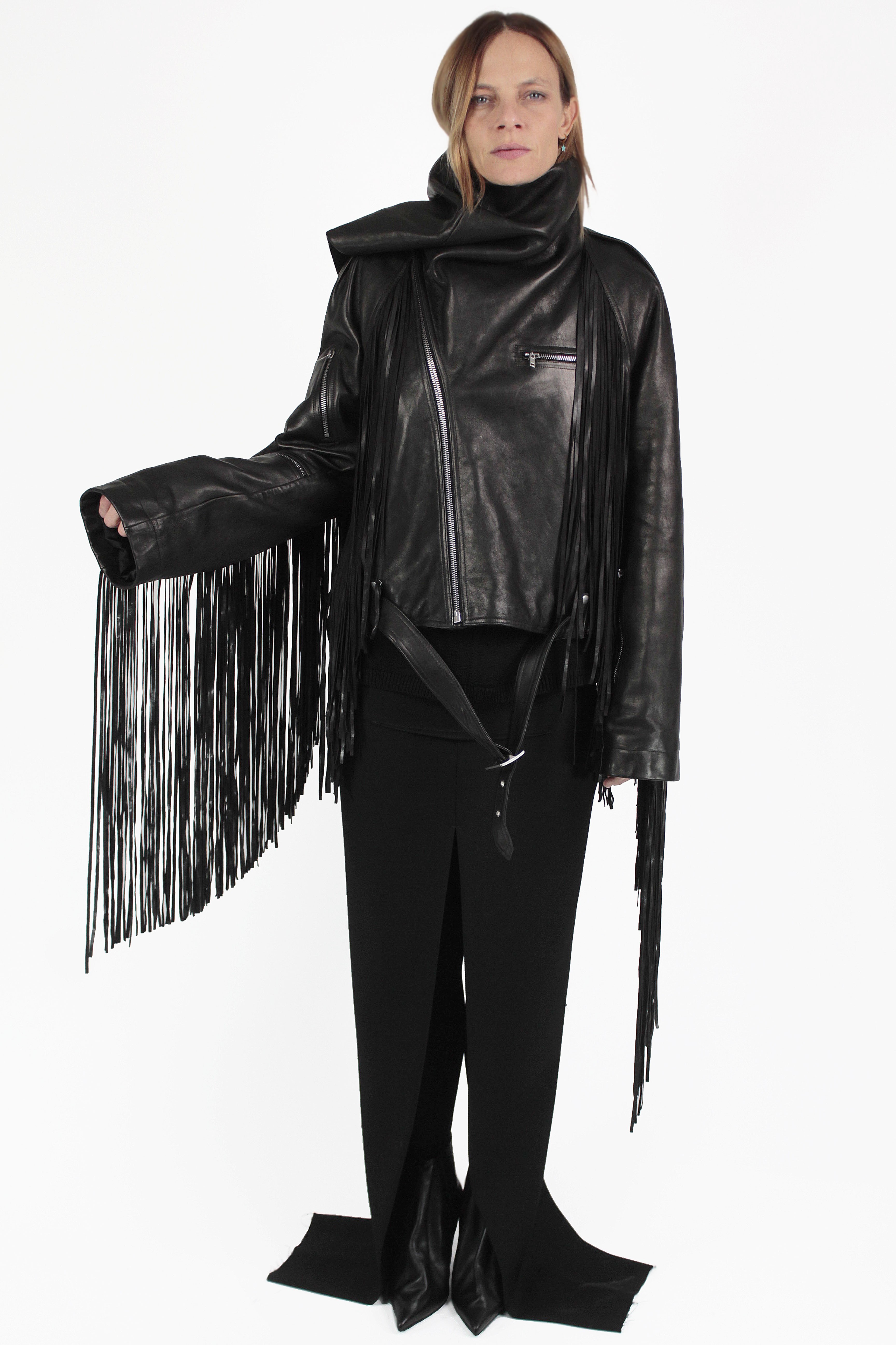 Rick Owens 皮夹克 Cropped Scarflight Jacket