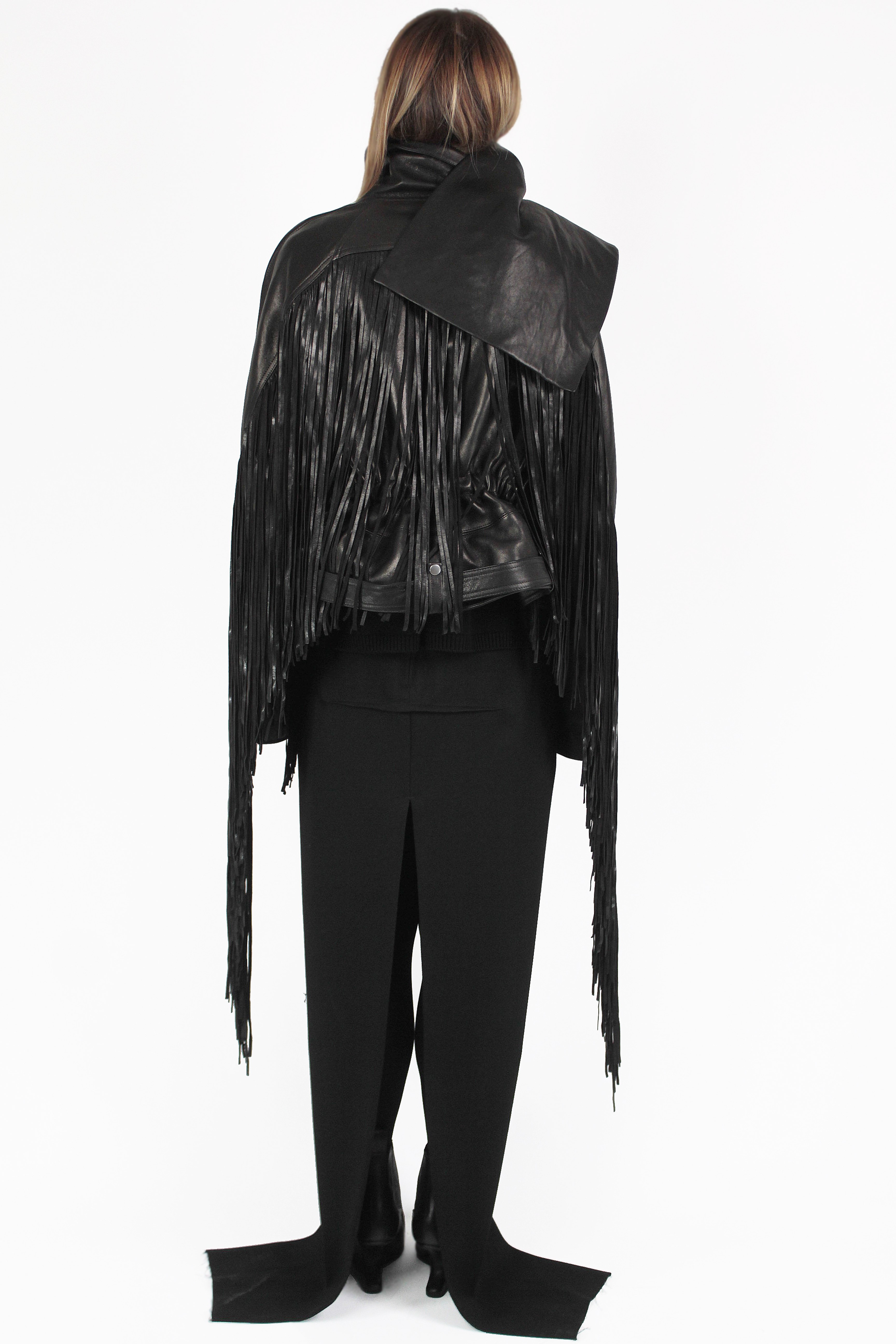 Rick Owens 가죽 재킷 Cropped Scarflight Jacket