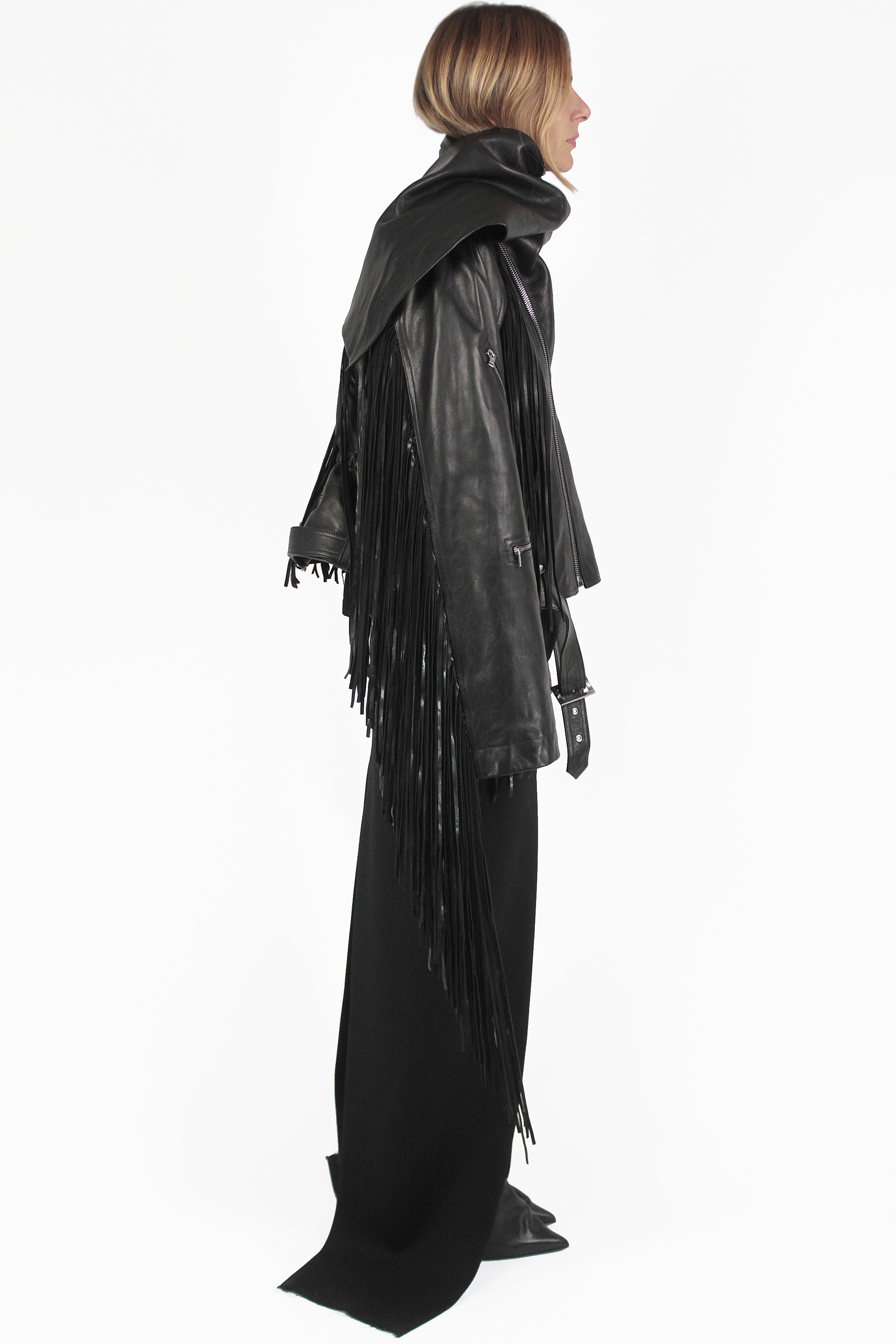 Rick Owens 皮夹克 Cropped Scarflight Jacket