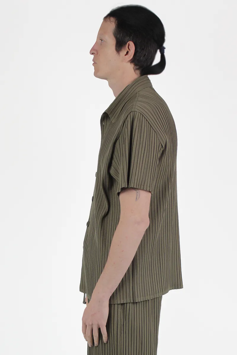 Gongdid Design Chemises Stripe Pleats Ss Shirt