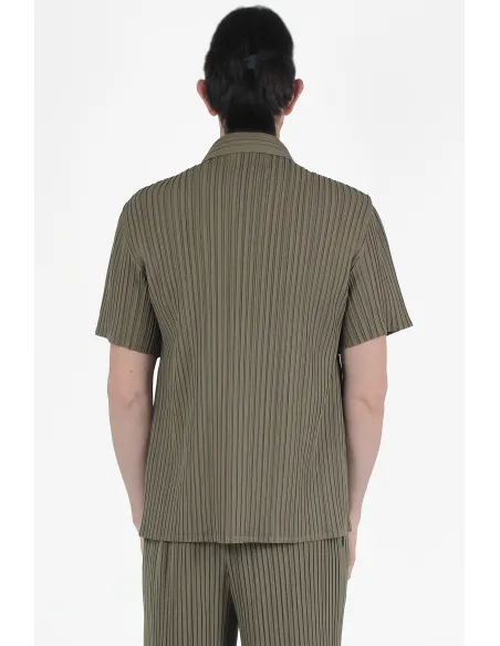 Gongdid Design Chemises Stripe Pleats Ss Shirt