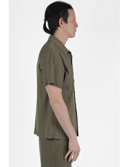 Gongdid Design Chemises Stripe Pleats Ss Shirt