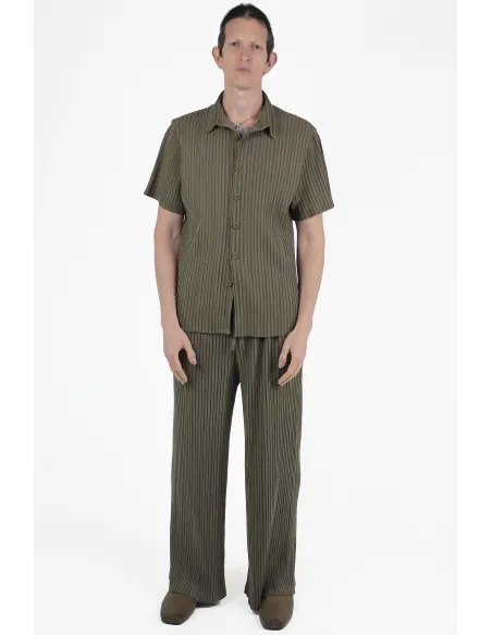 Gongdid Design Chemises Stripe Pleats Ss Shirt