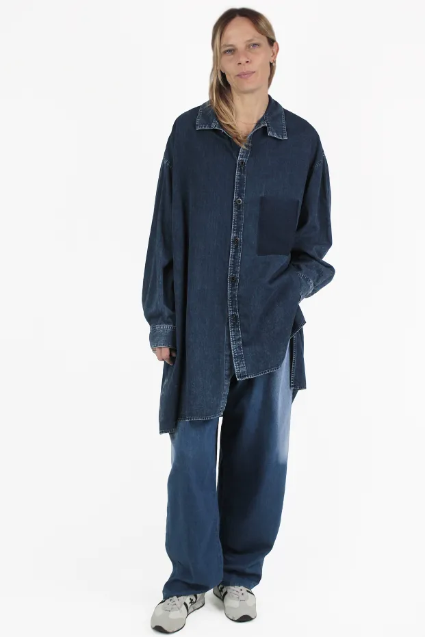 Yohji Yamamoto 셔츠 Umbalanced Indigo Blouse
