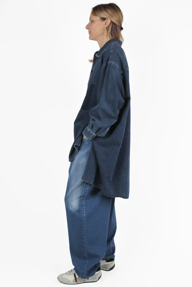 Yohji Yamamoto CHEMISES Umbalanced Indigo Blouse 2