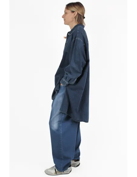 Yohji Yamamoto CAMICIE Umbalanced Indigo Blouse