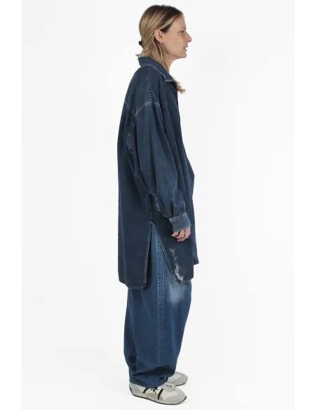 Yohji Yamamoto CHEMISES Umbalanced Indigo Blouse