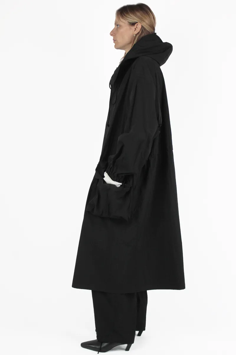 Yohji Yamamoto CAPOTTI IMPERMEABILI Hooded Big Coat