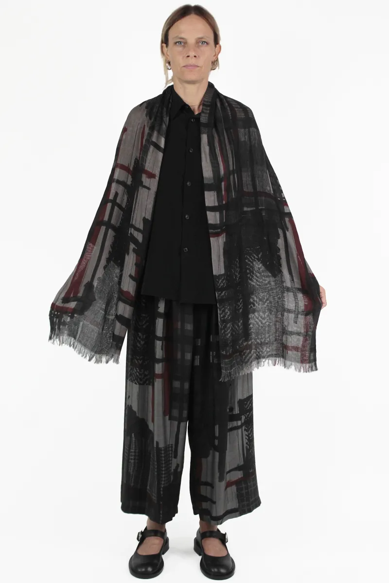 Yohji Yamamoto SCIARPE Rec Print Scarf